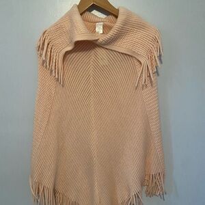 Pink Knit Poncho Sweater